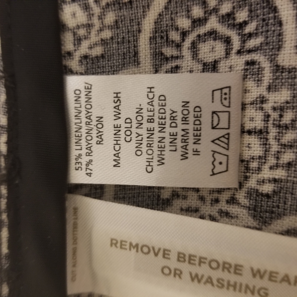 LOFT 8P black white print linen blend back zipper skirt - Picture 6 of 6